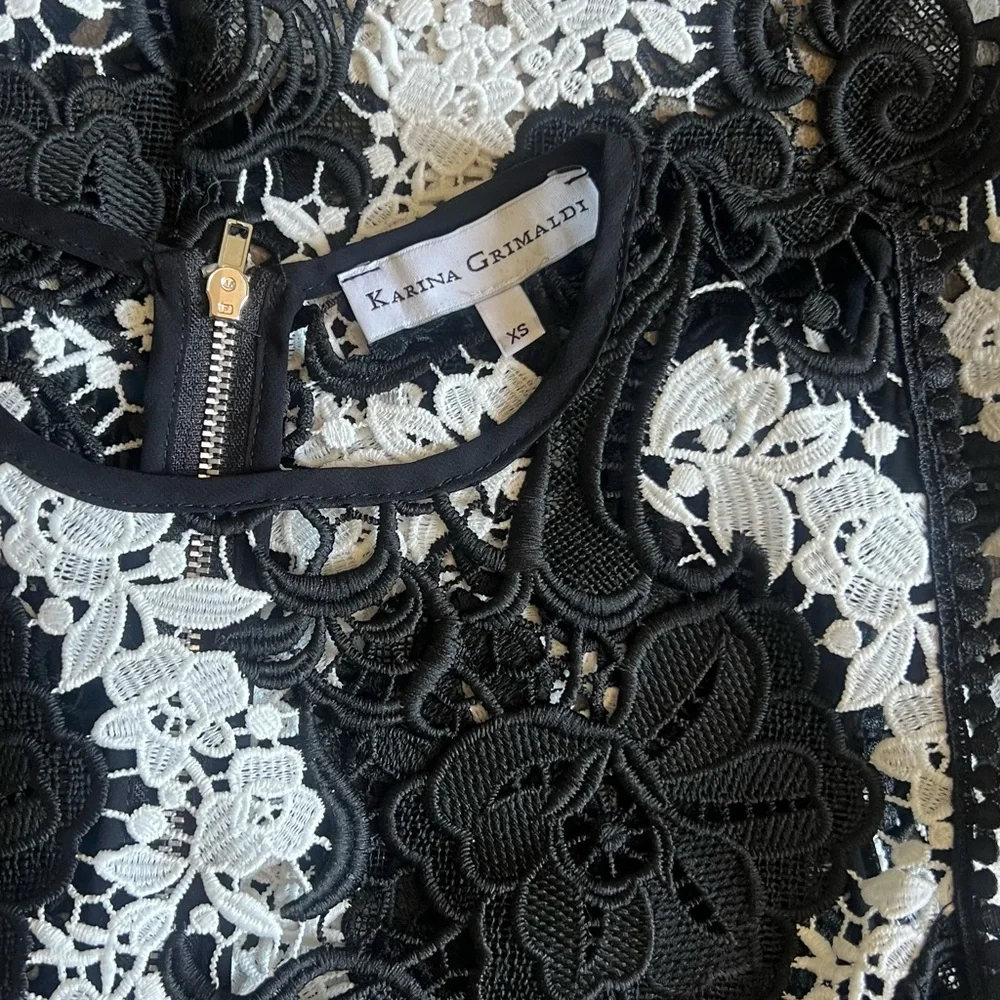 KARINA GRIMALDI maura lace Sheath dress black & white lace XS - Picture 3 of 4